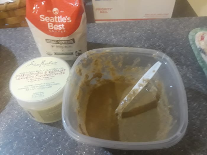 The directions I found online for using coffee to dye hair said to combine the coffee granules with a leave-in conditioner.