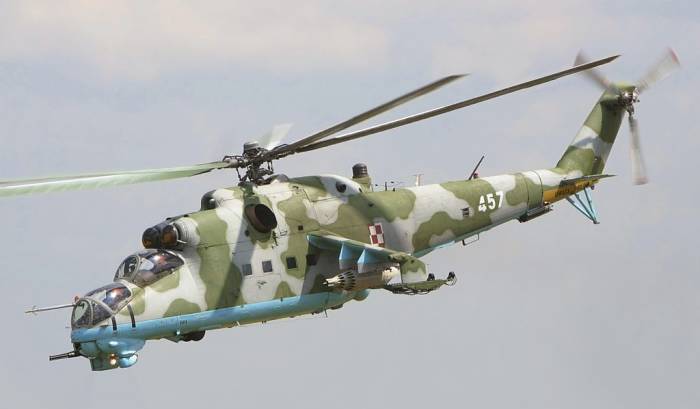 The Mi-24 Hind, a "transport" helicopter with impressive armor, a 12.7mm Gatling gun, rockets, and anti-tank missiles.