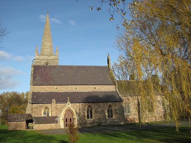 South face of Marden Church, dedicated to St. Mary the Virgin, standing on the banks of the River Lugg.