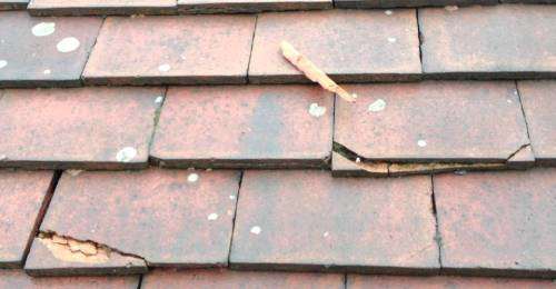 The hail roof clay tiles are the problem. The issue on the cracked roof tile needs to removed the tile. Add the new tile on the roof.
