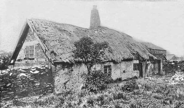 Jackfield Farm, notice the farm buildings in the background. This photograph was taken before the building was demolished in 1894.