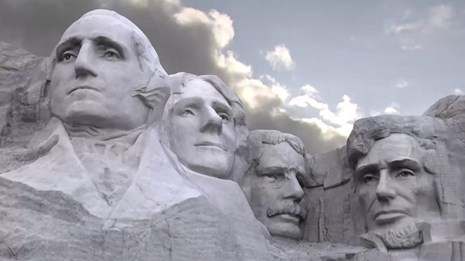 George Washington, Thomas Jefferson, Theodore Roosevelt, and Abraham Lincoln