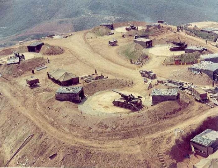 American firebases in Vietnam were often located on hilltops to bring more effective fire upon enemy forces.