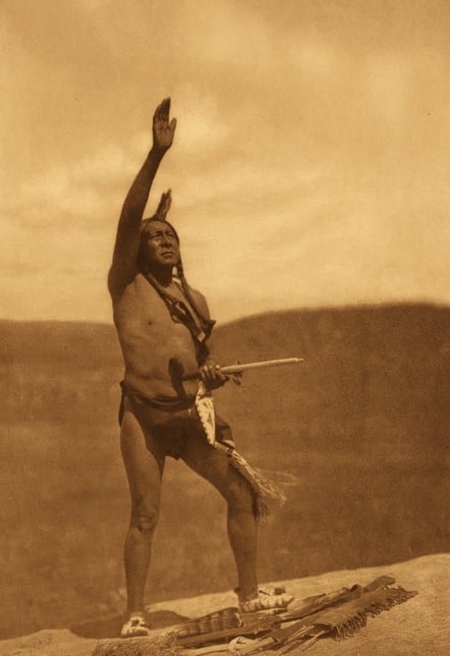The forgotten people, The Red Men, in contemporary American development and civilization. The picture of Invocation by the Sioux taken in 1907