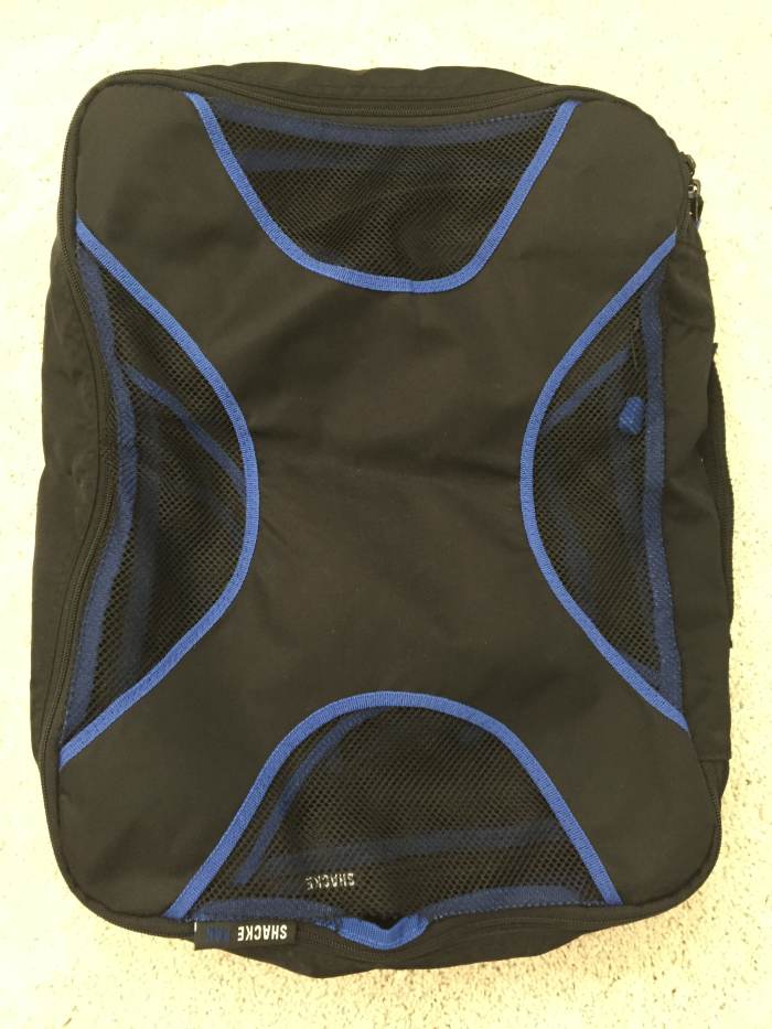 Nested packing cubes from my Shacke Pak Set. I put the entire set together when I store them (since they all fit together in the large bag).