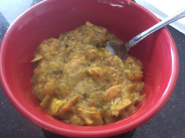 The chunky pieces of chicken cook thoroughly as they absorb the herbs and vegetables in this homemade soup that helps you feel better during symptoms of covid or flu.