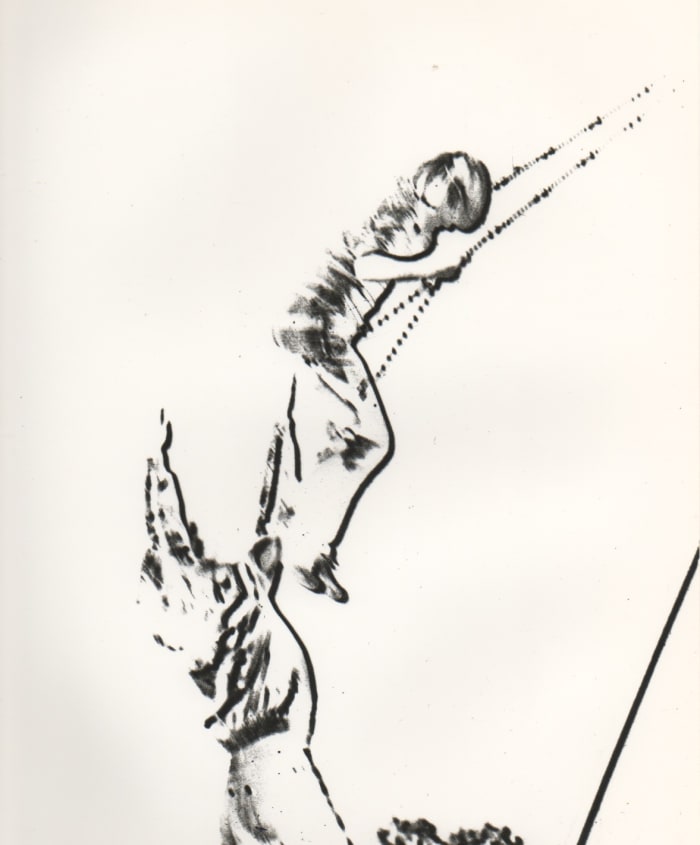 Negative of me on a swing, with someone pushing me - you fill in the gaps!