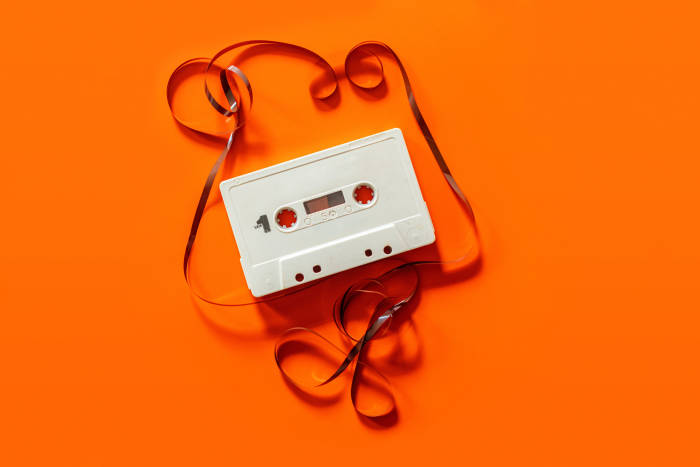 Albums such as Punishment for Decadence were released on cassette tapes such as this one shown here. This was the kind of technology available at that time.