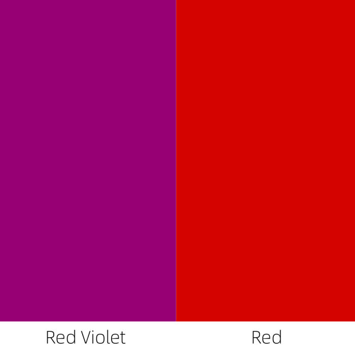 When you paint red-violet next to red, then the red-violet appears cooler, because it contains some blue.