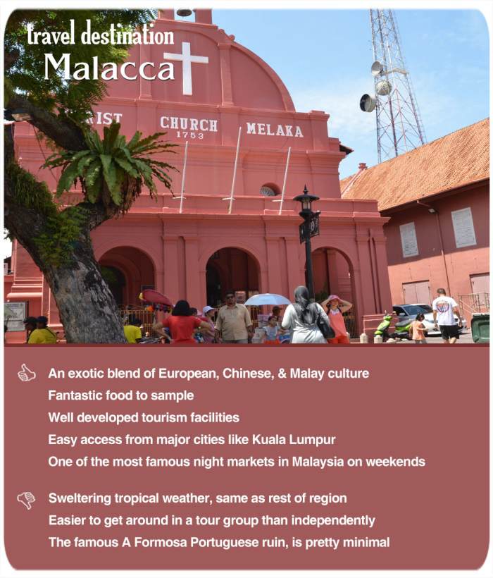 Malacca is a perfect entry point for visitors new to Malaysia. There is a bit of everything for everyone. A slice of culture each from ethnic groups.