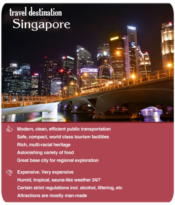 The richest city nowadays of the former Straits Settlements, the tiny nation of Singapore offers a dazzling myriad of activities for all visitors.