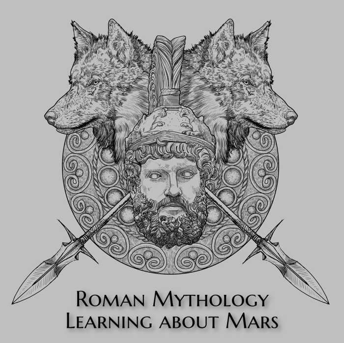 Animals important to Mars: the woodpecker, the bear, and the wolves. Wolves are also recurring animals in several Roman myths, including the founding of Rome.