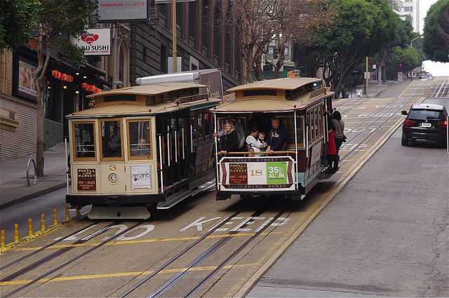 San Francisco's famed cable cars are the easiest way to navigate the downtown hills. This is the California Street Line