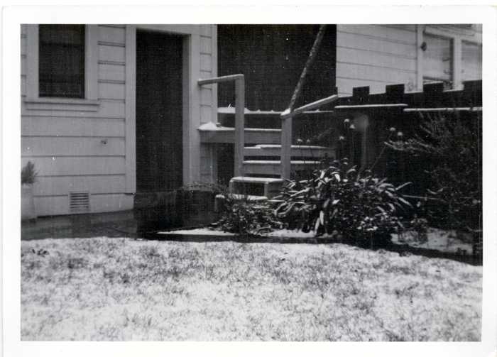 An extremely rare sight in San Francisco! Note how thin is the coat of snow. Taken circa February, 1963