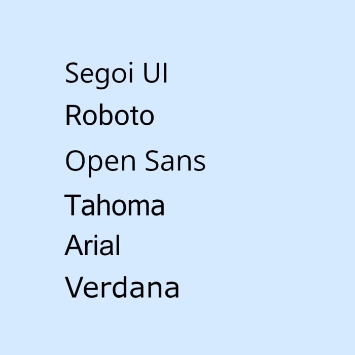 Here are some examples of San Serif typefaces (the typefaces in the photo are in the same size and style regular).