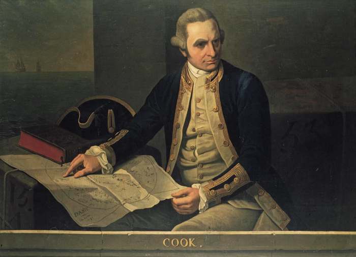 Captain James Cook, 1728-79, a farm labourer''s son become seafarer extraordinary (one of few men at the time raised from obscurity on merit alone).