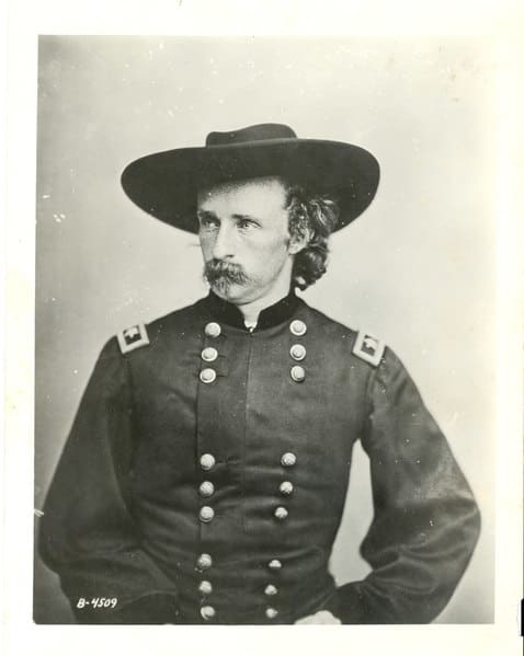 Reproduction of a photograph of General George A. Custer, originally taken in 1865 by Mathew Brady. Courtesy of the National Park Service, Little Bighorn Battlefield National Monument.