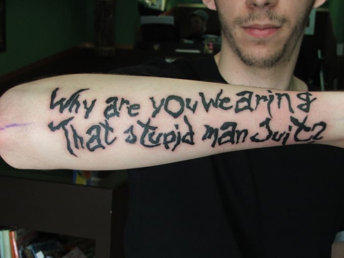 A unique font for an unusual quote. The style of font used can enhance the meaning of the words.