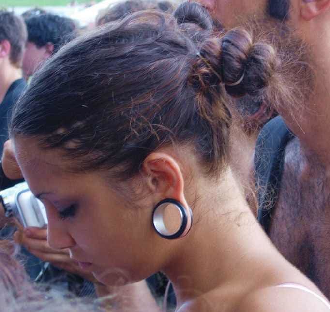 Stretched earlobes look cool whether you're a man or a woman.