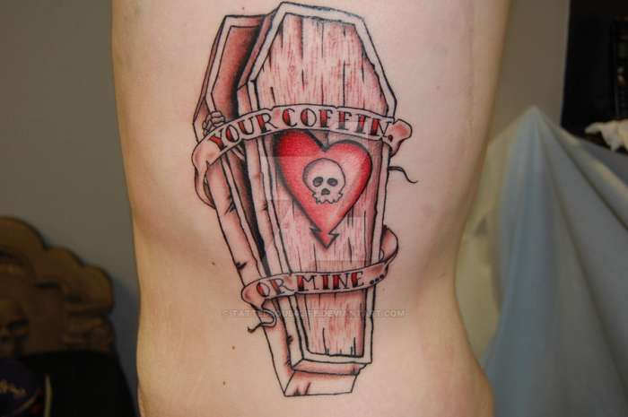 Coffin tattoos come in many shapes and sizes and can represent different things to different people.