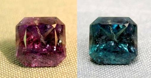 Color-changing gemstones: Emerald by day, ruby by night.