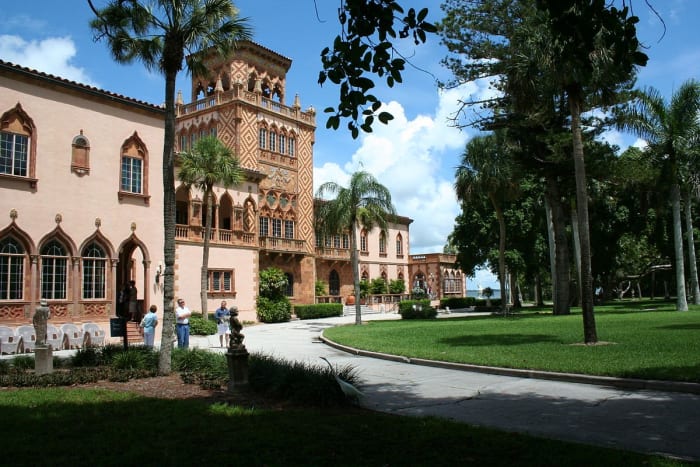 View of the Outside of The Ca' d’Zan in Sarasota, Florida, United States