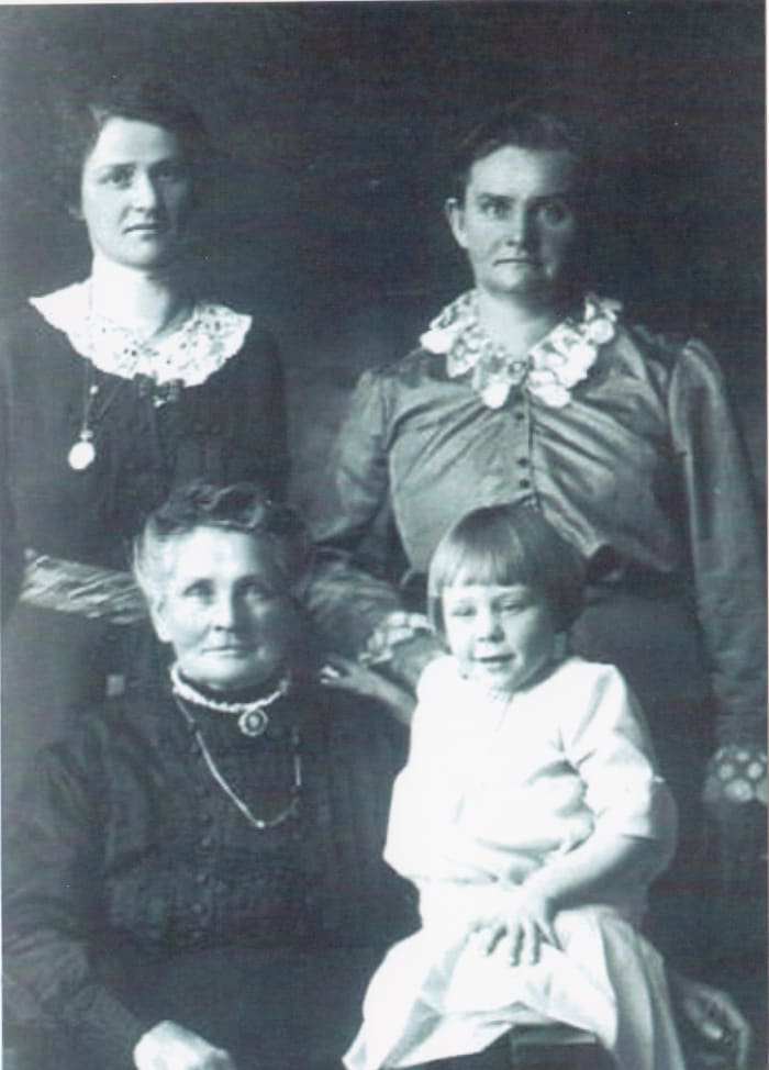Four generations on my father's side: great-grandmother, great-aunt, second cousin, and third cousin
