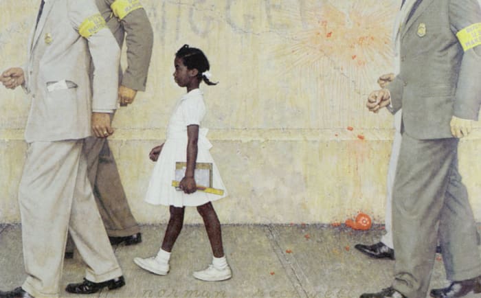 Norman Perceval Rockwell (1894-1978) "The Problem We All Live With", 1963, Look, January 1964 Story Illustration Oil on Canvas 36 x 58 inches Collection of the Norman Rockwell Museum, Stockbridge Massachusetts