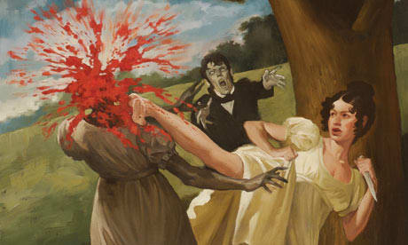 This is an illustration from the deluxe gift edition of "Pride and Prejudice and Zombies."