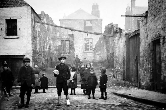 Over crowded Dublin slums in Ireland and the Irish cholera epidemic