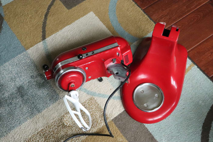 The neck pin came completely out of our mixer when I picked it up! Fortunately, it is easy to replace.