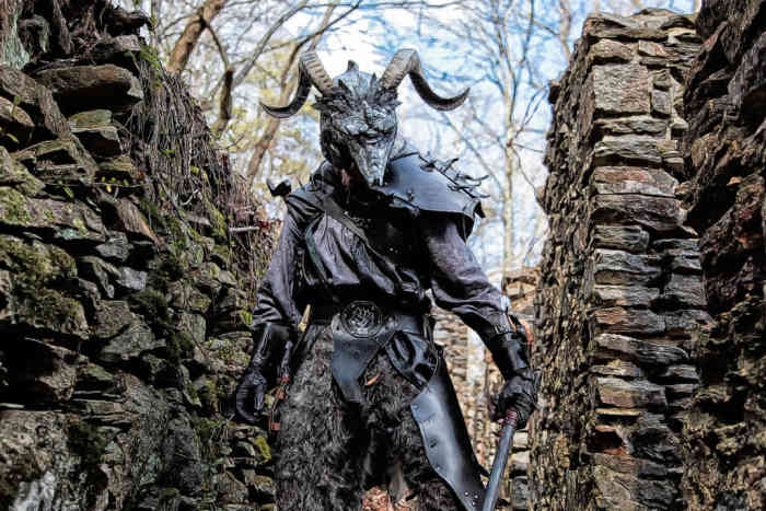 A depiction of a trolloc, the monstrous creatures that destroy the main characters' village in the "Wheel of Time" series. It is eventually rebuilt, but the event signifies a clear "point of no return" for the characters from there.