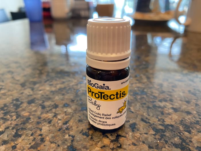 Our Biogaia Probiotic Bottle. Comes with a convenient adaptor cap, that makes it easy to see and count the drops you are administering.
