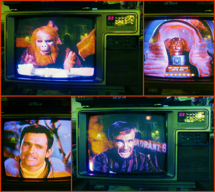I made artwork out of the 1983 Sylvania Superset Television Model RXC178WA04, Playing Fugitives in Space, Lost in Space,1968.