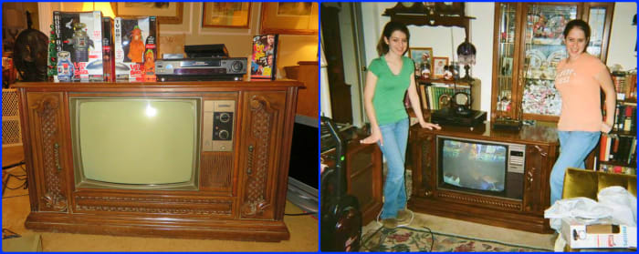 On the left is the $50.00 dollars replacement Quasar I got, on the right is a photo of my daughters many years ago with our original Quasar that got left behind during a tragic foreclosure. It took me many years to find the replacement.