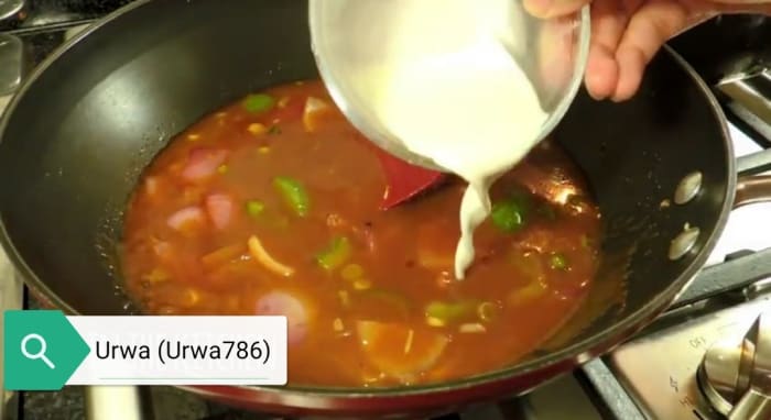 Add Chicken in the gravy and add cornflour mixture slowly and keep stirring constantly to avoid lumps