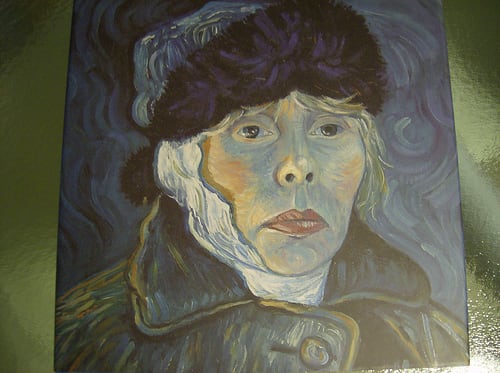 Cover of the 2001 book "Voices". Joni's self-portrait is from the cover of her album "Turbulent Indigo".