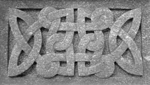 Celtic stone knotwork carving - many of the high crosses were carved with these patterns in 'frames' along their shafts