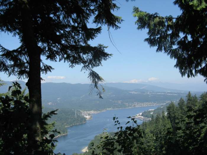 One nice thing about climbing a steep hill is that there is often a view at the top. This is a view of Burrard Inlet in southwestern British Columbia.