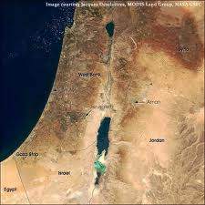 Look at the picture, you can almost see that the Dead Sea is much lower than the Mediterranean sea on the left.