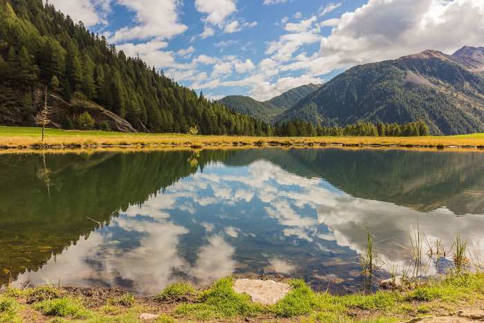 Walkway of Peio Paese to Lago Covel, 1,839 m in the Stelvio National Park (Italy)