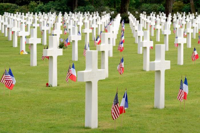 The Normandy American Cemetery and Memorial, overlooking Omaha Beach the bloodiest sector of the D-Day landings.