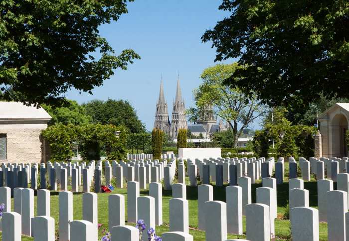 The Bayeux Commonwealth war cemetery the final resting place for the British soldiers who would die that day on the beaches of Normandy.