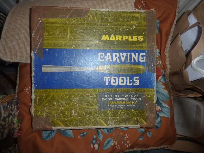 These wood chisels have been used for many years and were donated to me by an artist who no longer needs them. They are great for roughing out the sculpture.