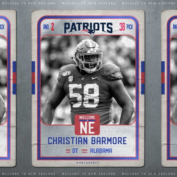 The Patriots trade up in the draft to grab Mac Jones’ teammate and highly scouted prospect Christian Barmore with the 38th pick in the second round.