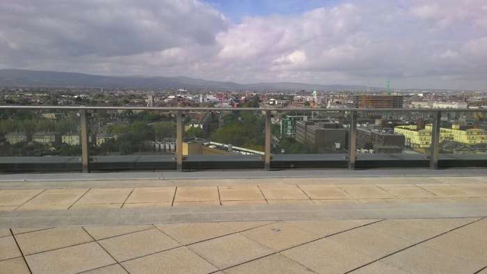 The beautiful panorama you can see from Google Dublin's offices (in particular, from one of the canteens at the main floor). Beautiful panoramas, music, nice furniture... Google headquarters are a very pleasant place!