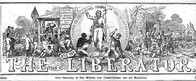 The newspaper masthead depicted suffering slaves and the deliverance of Christ.