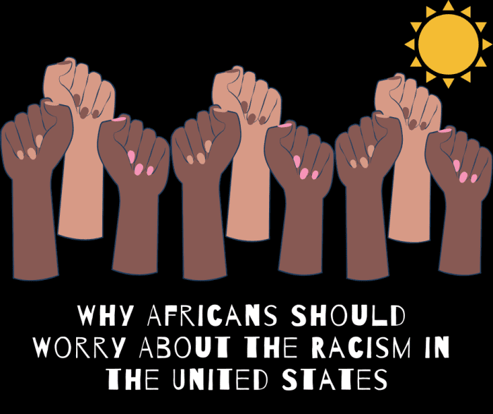 Africans need to take the racism in the U.S. seriously because U.S. politics can negatively affect the African people.
