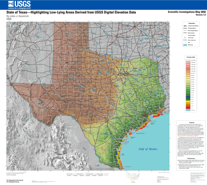 Green areas are not very high above sea level. The same low elevations that allow hurricanes to push far inland also means the water table is (ordinarily) close to the surface, making basements vulnerable to flooding.
