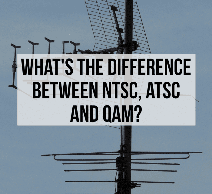 Difference Between NTSC, ATSC and QAM: A television aerial. Outdoor aerials mounted high up, usually on a rooftop, are essential for picking up weak TV signals.